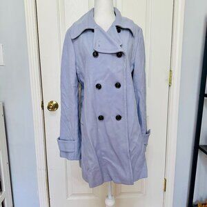 ST. JOHN LIGHT GRAY WOOL BLEND DOUBLE BREASTED CLASSIC LONG TRENCH COAT